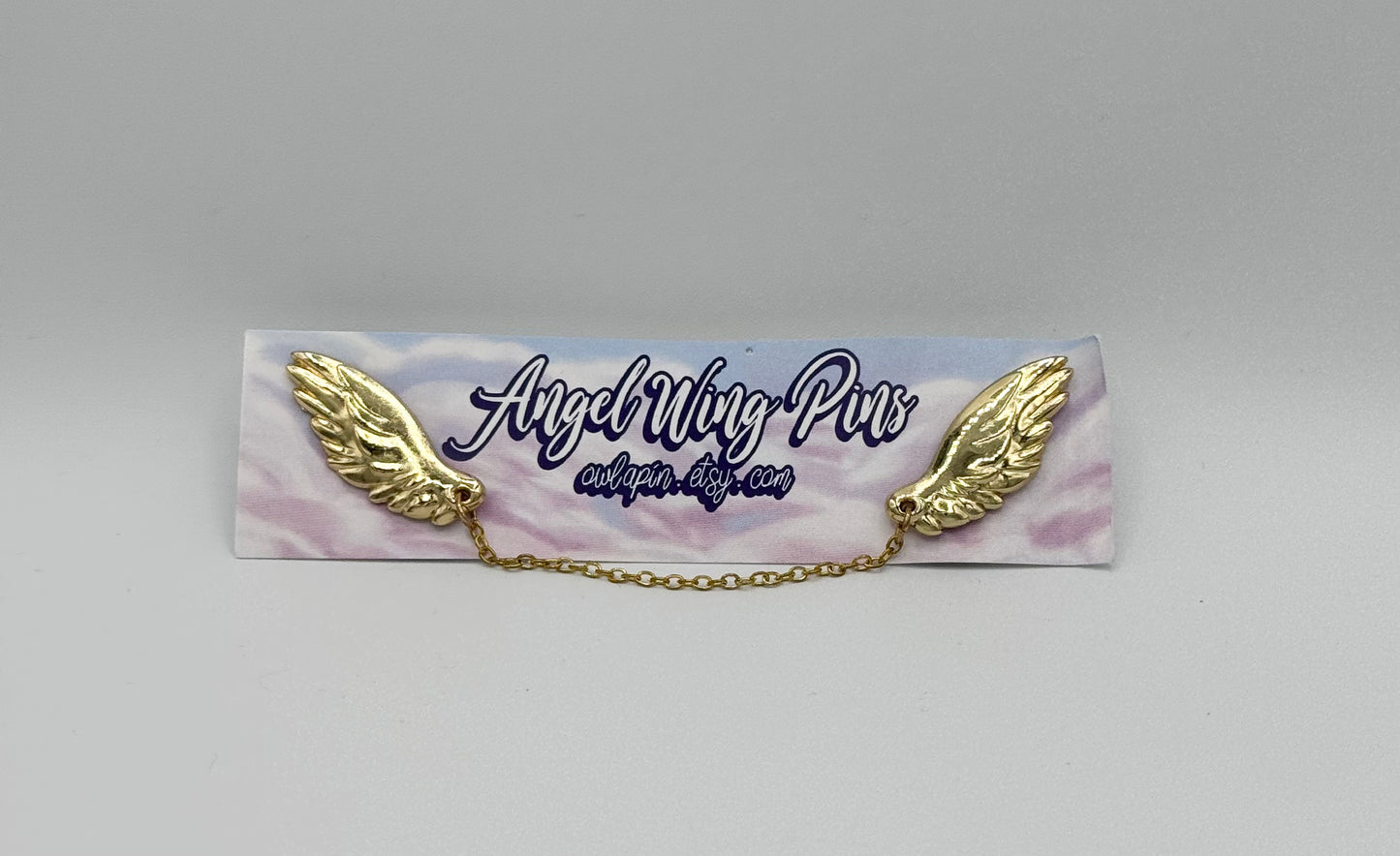 Angel Wing Chain Connected Pins (Gold) by Triclops Rabbit