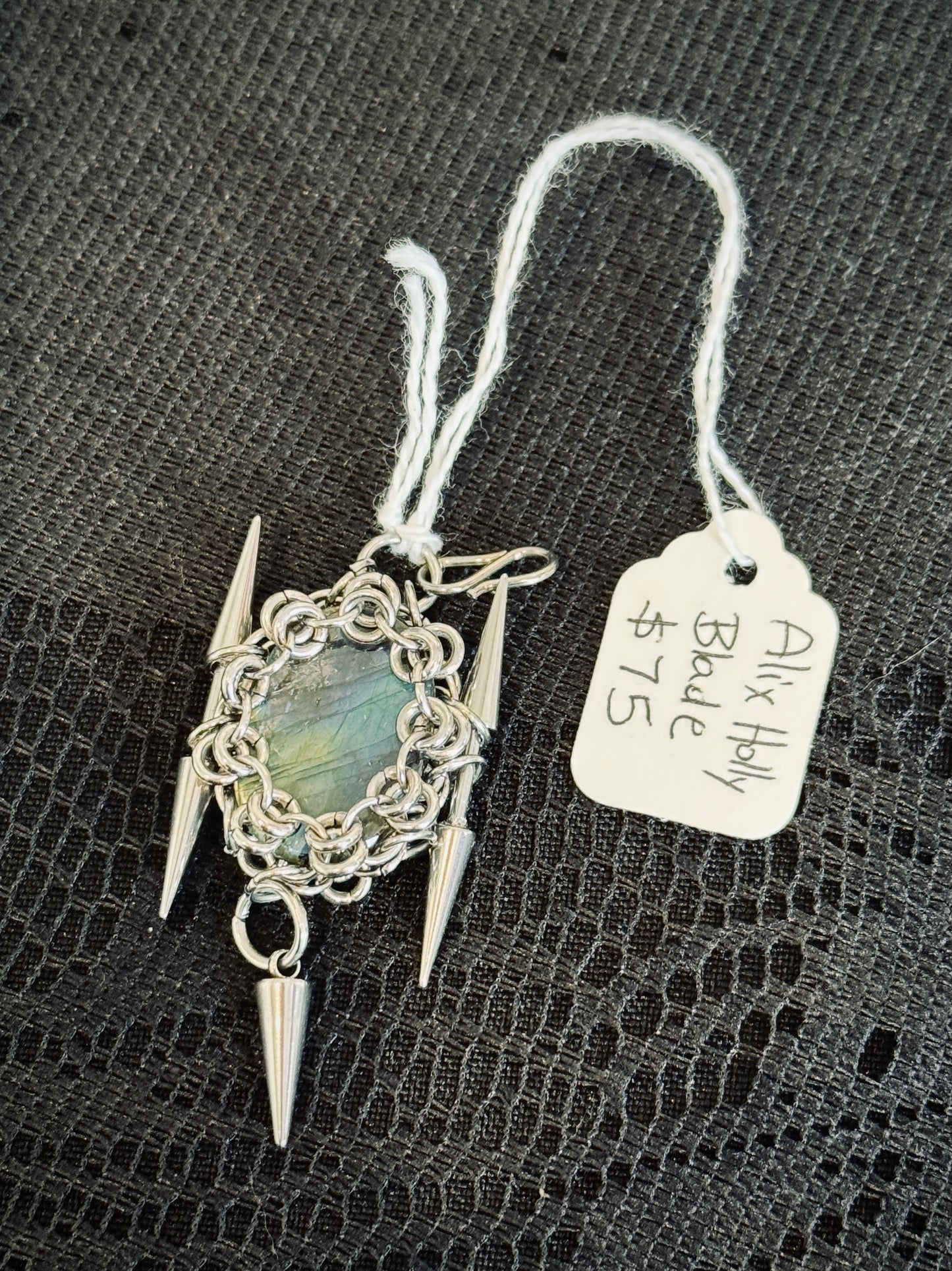 "Blade" labradorite charm by Alix Holly