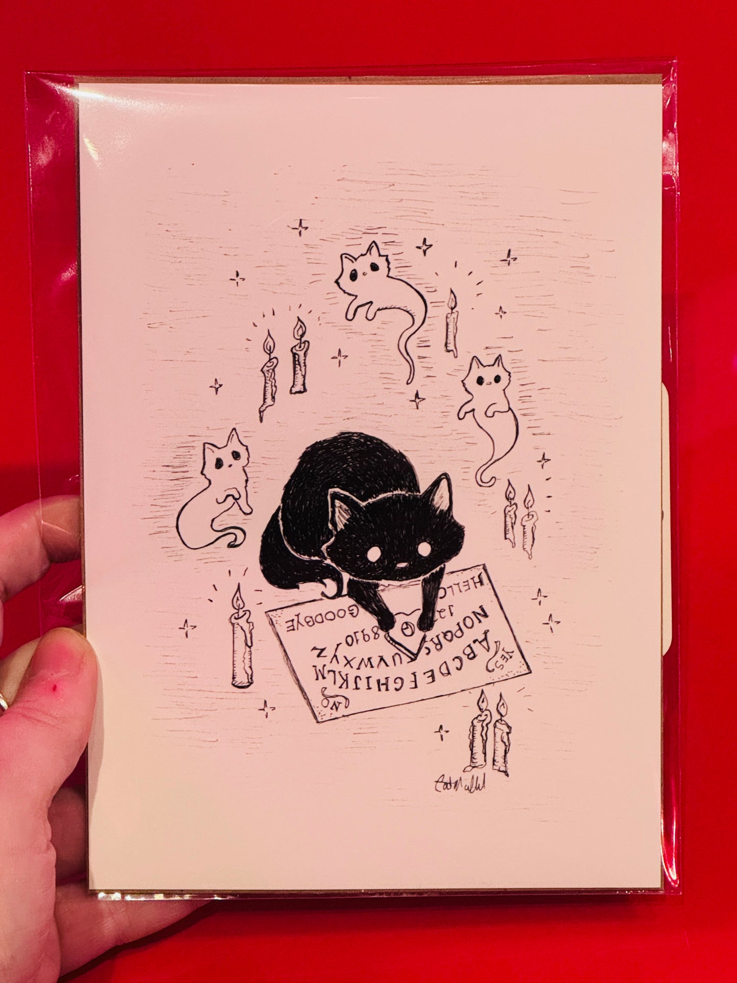"Seance Cat" print by Cat Mallard Art
