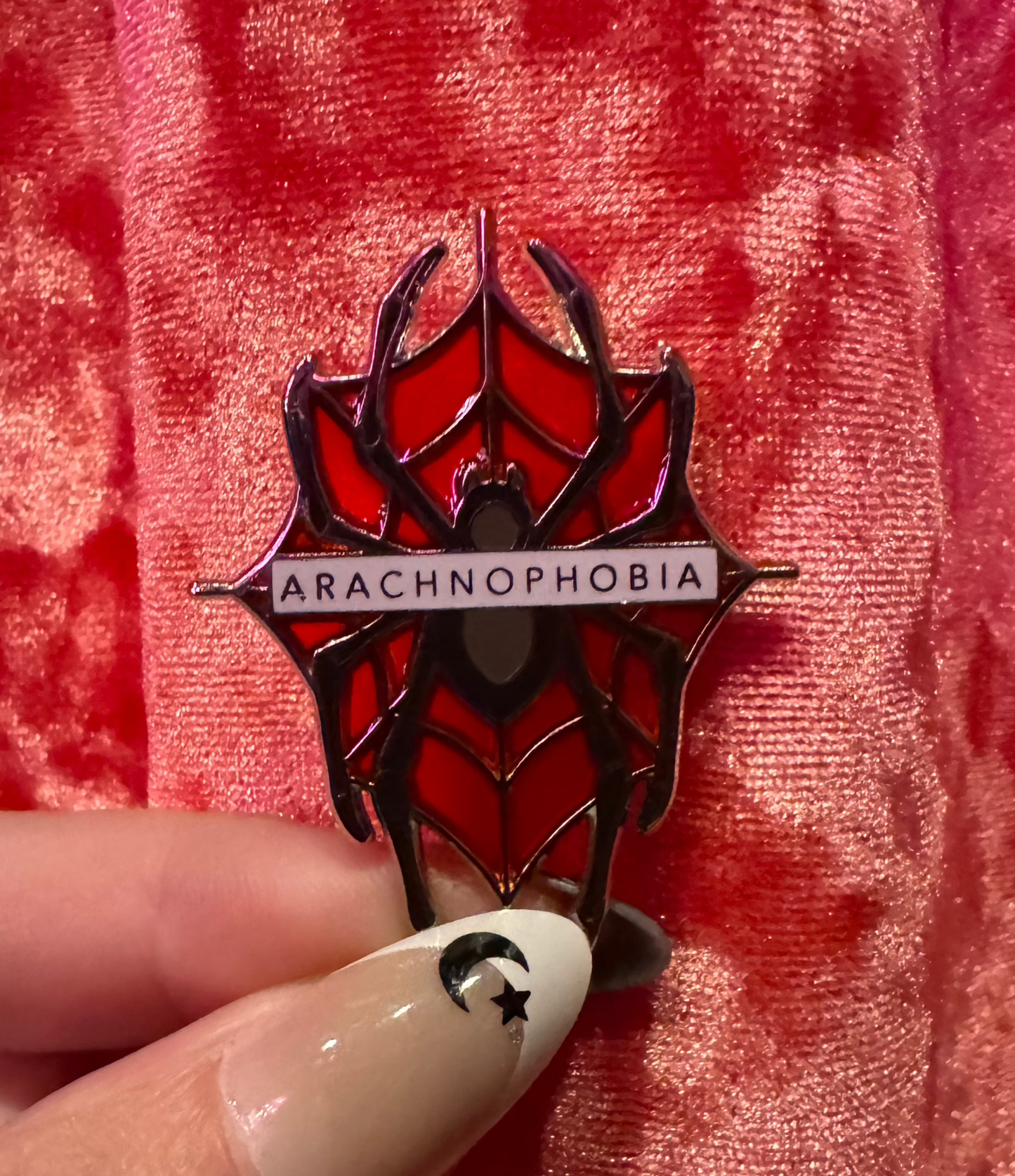 Arachnophobia Spider Enamel Pin by Triclops Rabbit