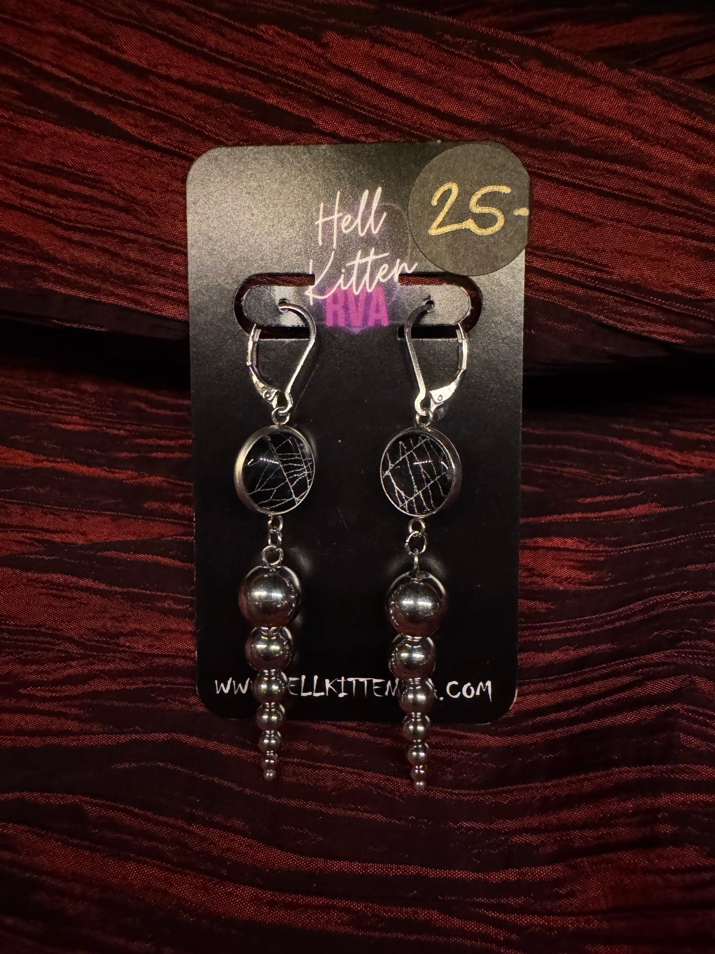 SpiderWeb: Earrings: 7 ball stack by HellKittenRVA