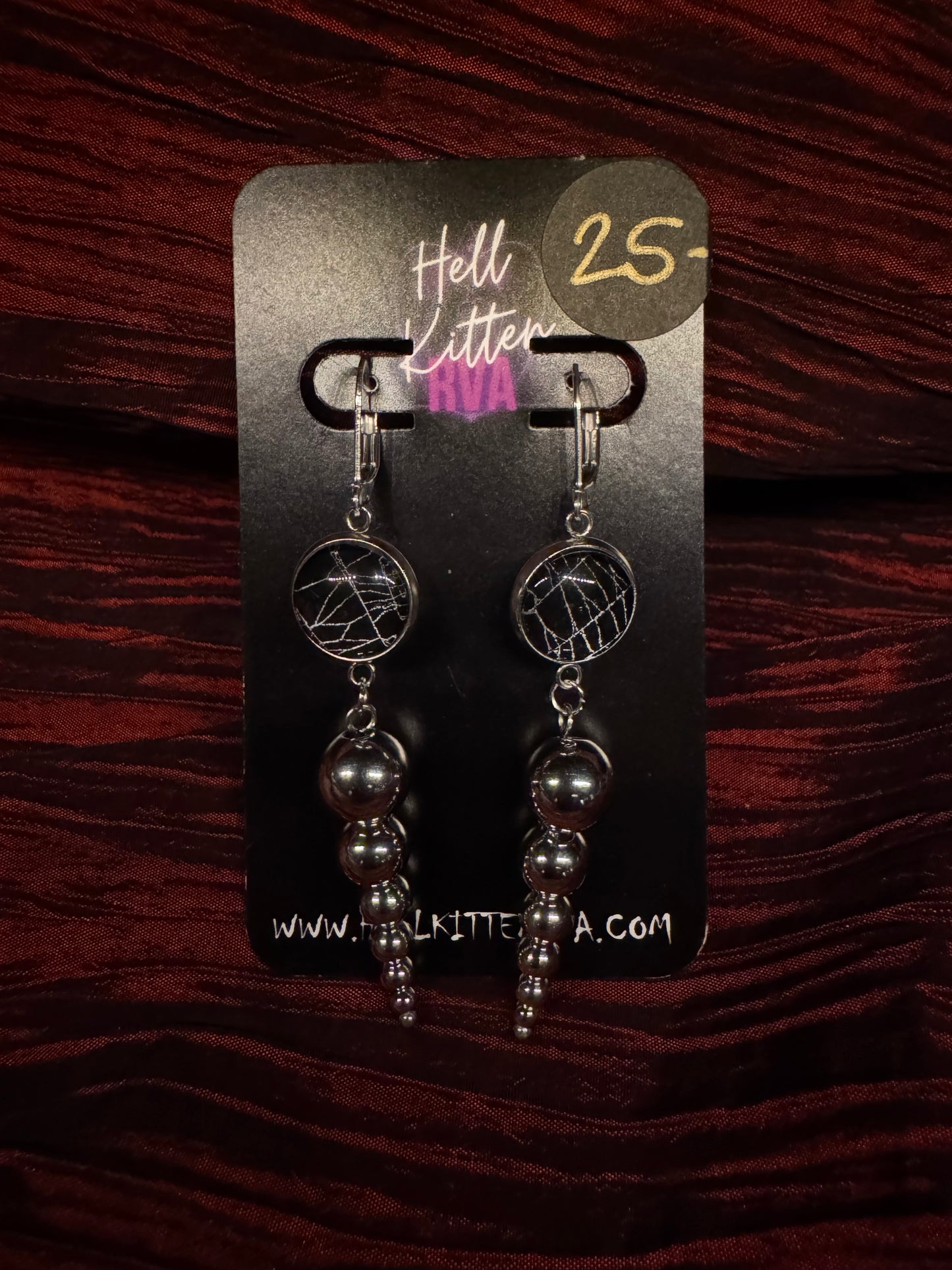 SpiderWeb: Earrings: 7 ball stack by HellKittenRVA