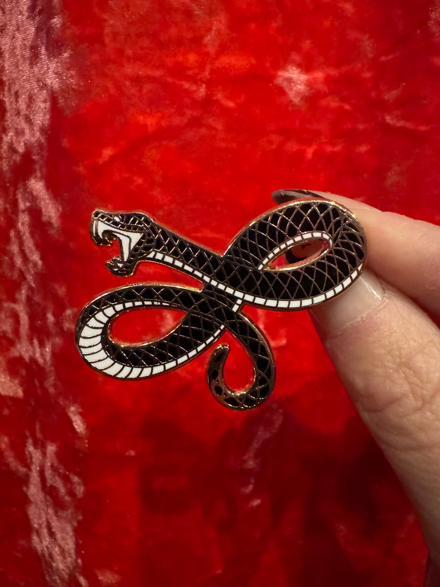 Black Gold Snake Enamel Pin by Triclops Rabbit