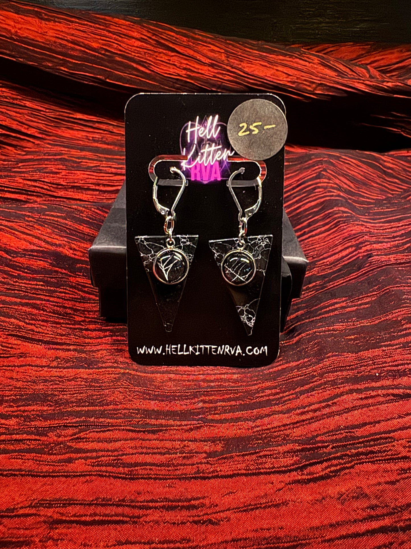 SpiderWeb: Earrings: Retro Marble by HellKittenRVA