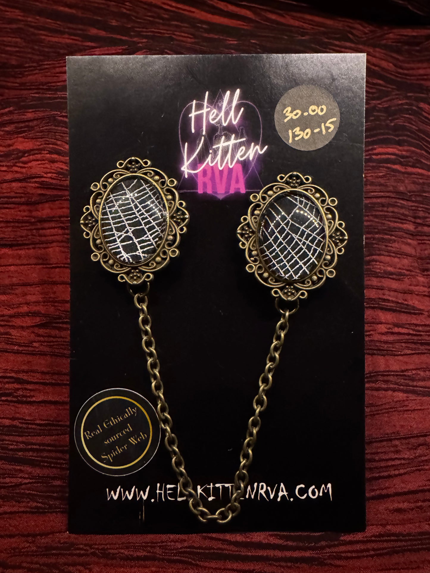SpiderWeb: Collar Pins: Antique Bronze by HellKittenRVA