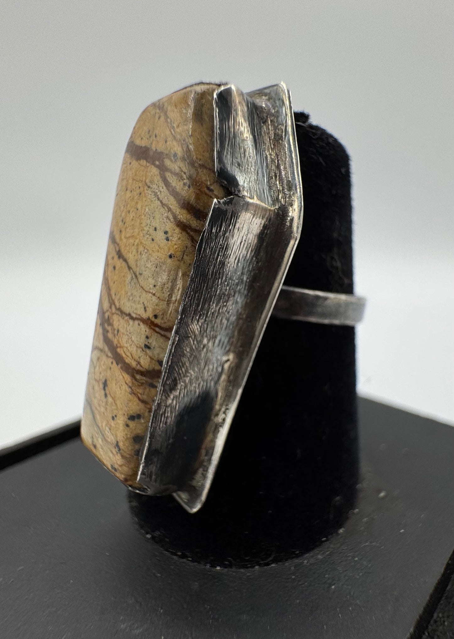 Sterling Silver Jasper Coffin Ring by Blind Bella