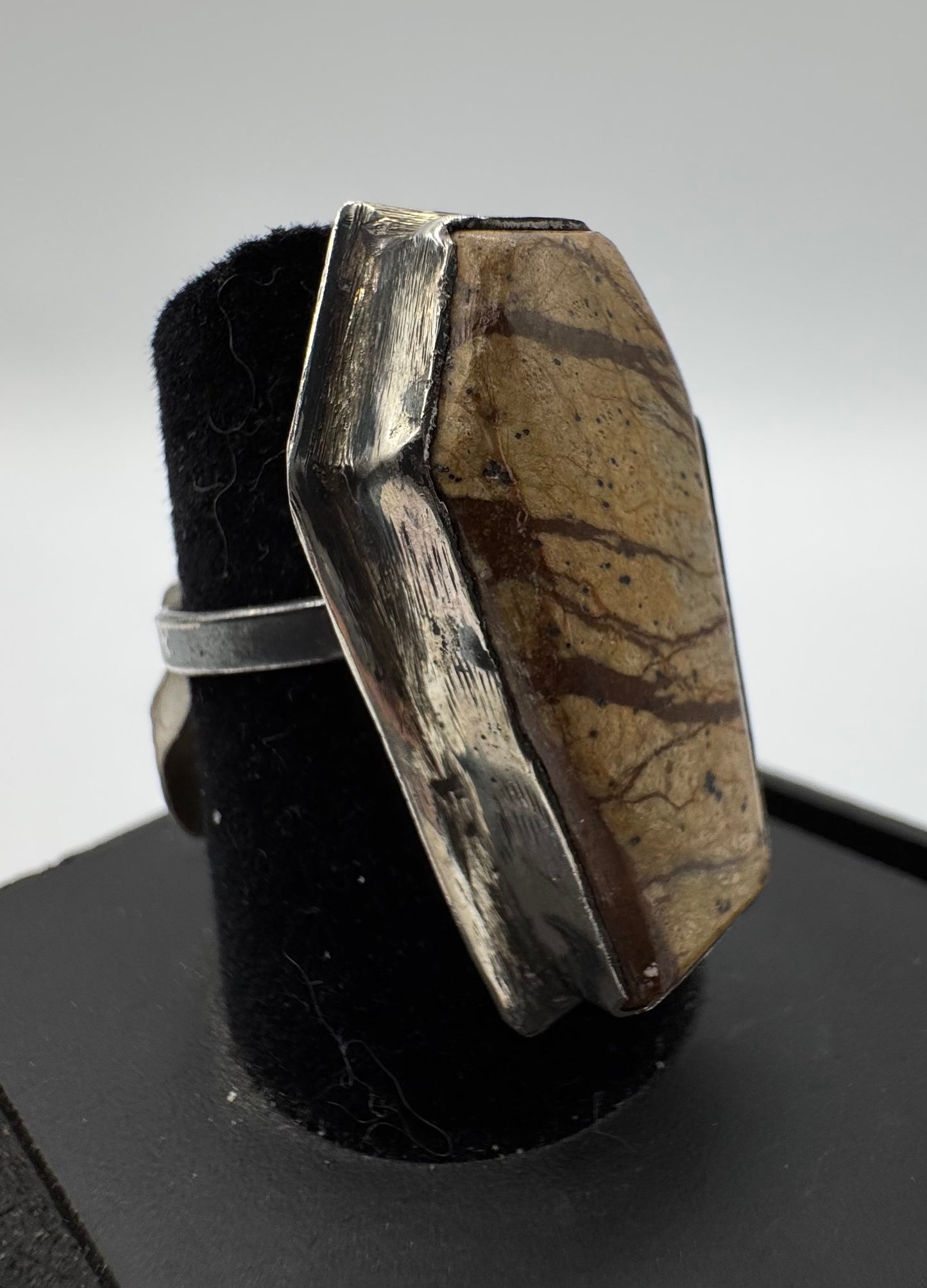 Sterling Silver Jasper Coffin Ring by Blind Bella