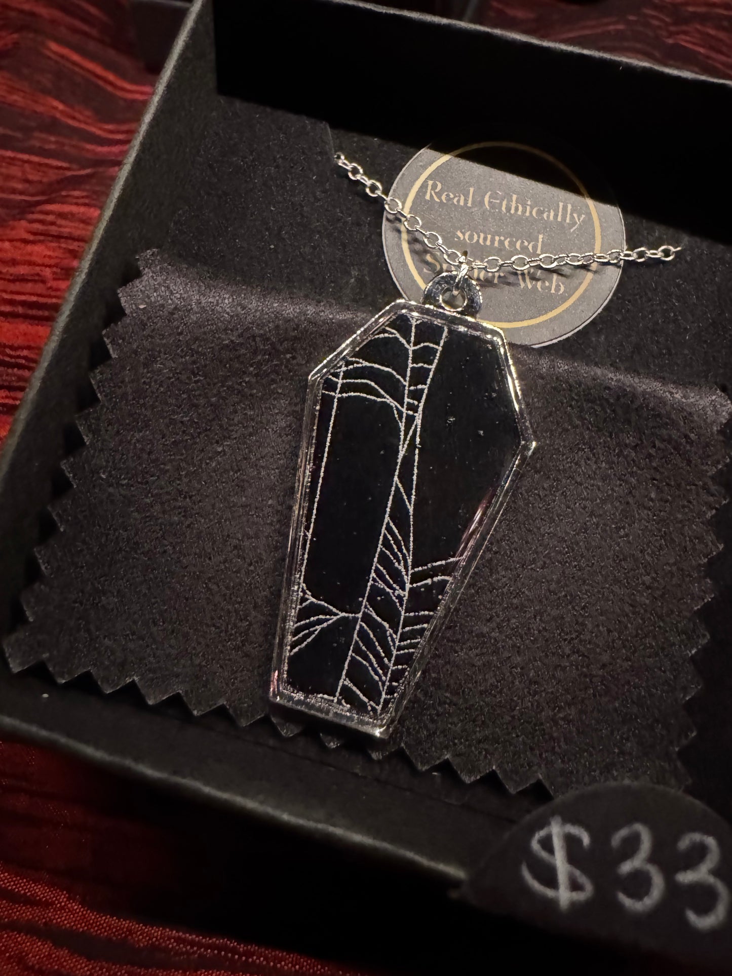 SpiderWeb: Coffin necklace by HellKittenRVA