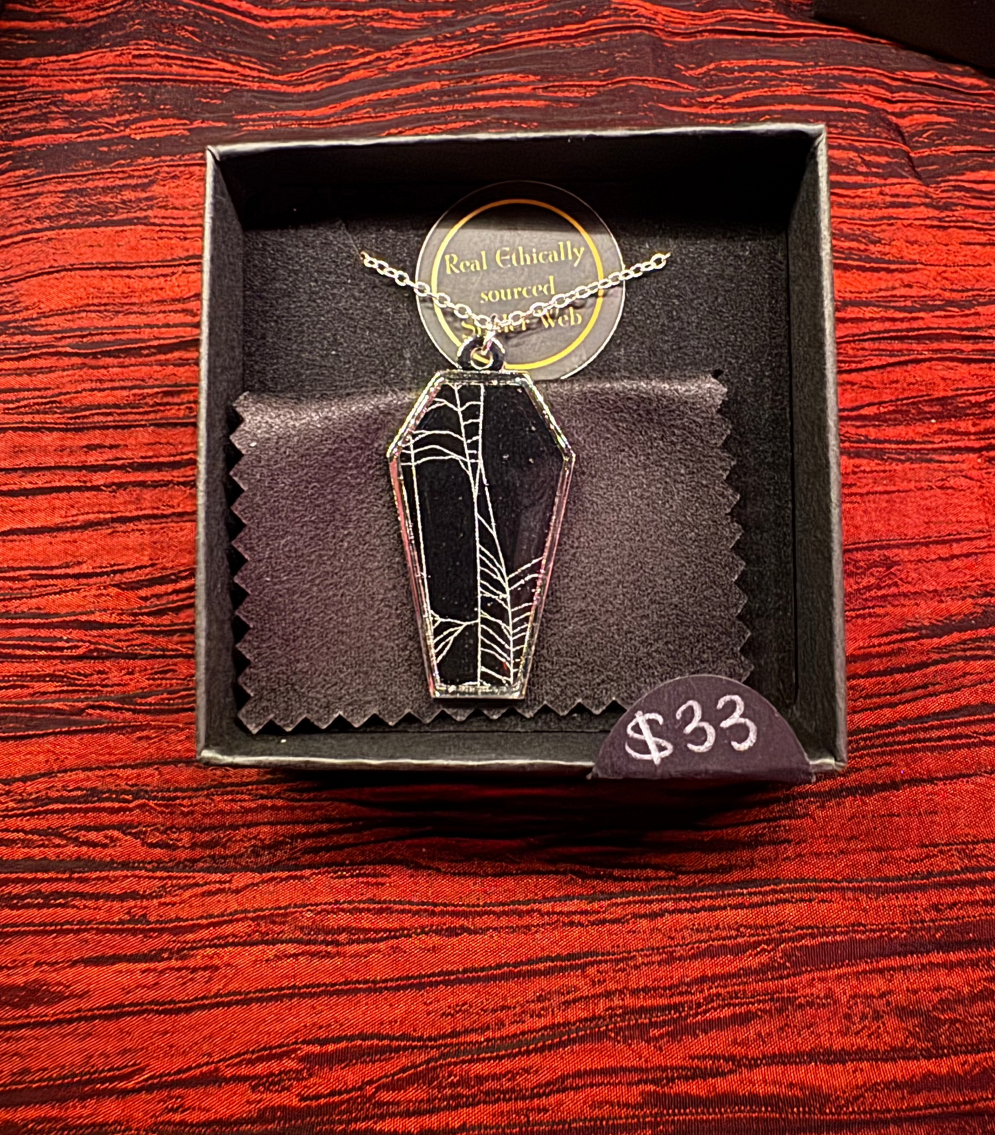 SpiderWeb: Coffin necklace by HellKittenRVA