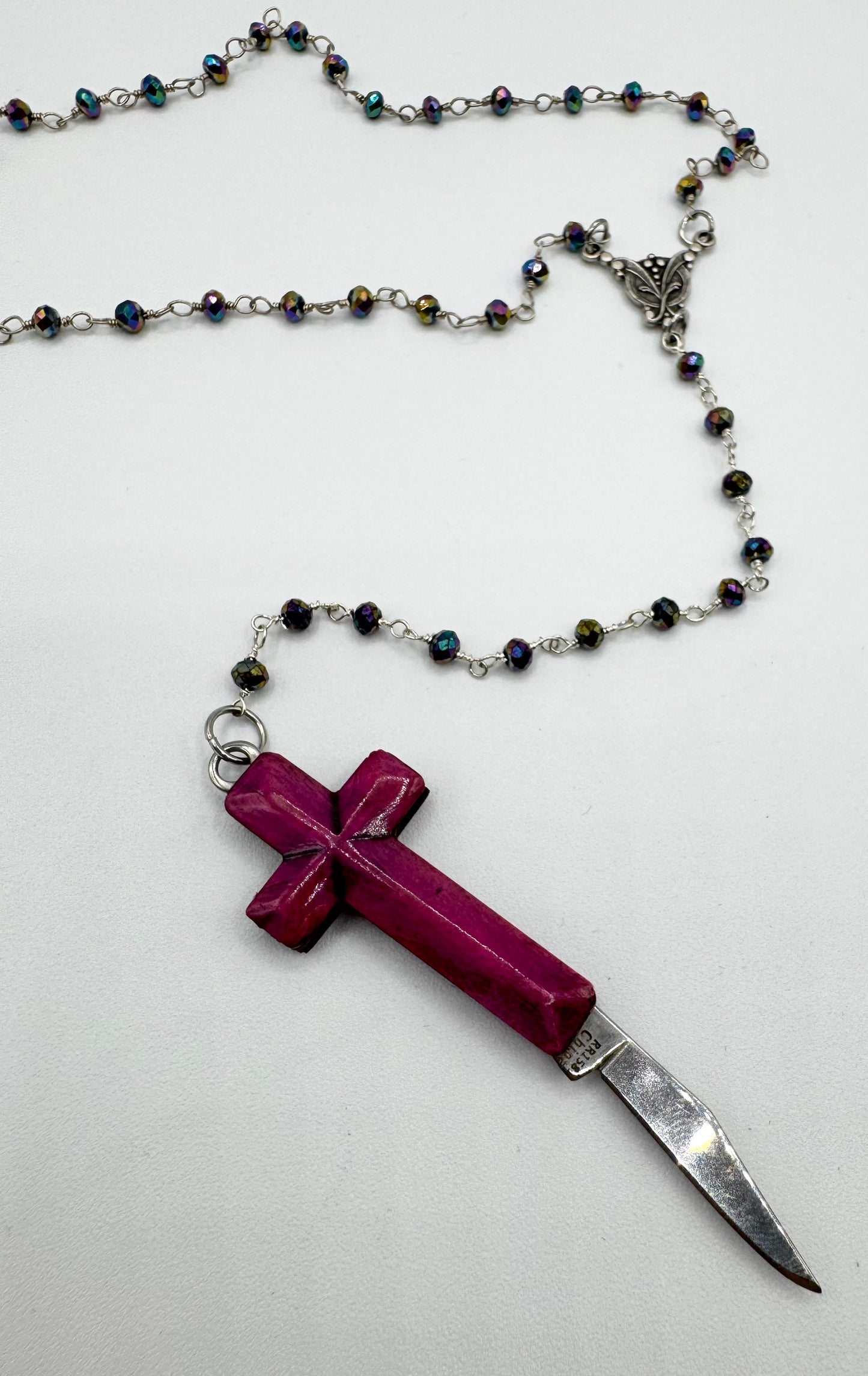 Purple Rosary (long chain) by Blind Bella