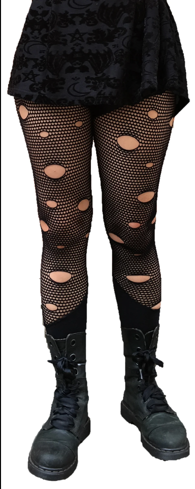 Handmade Fishnet w/ holes Leggings by Sophireaptress