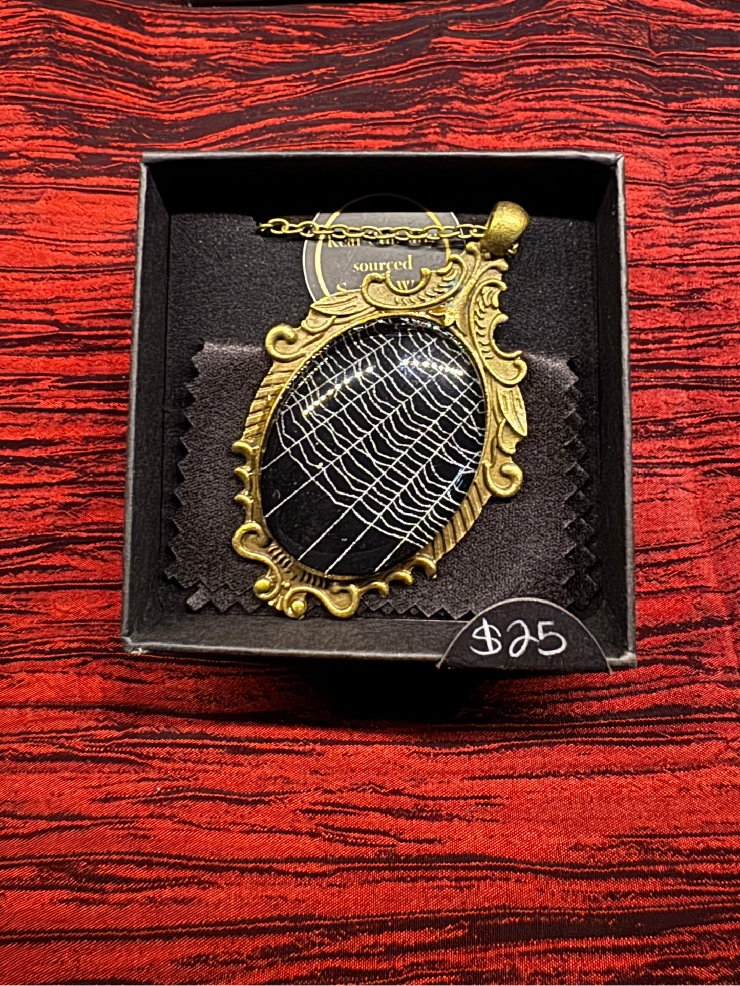 SpiderWeb: Large Antique Brass Filigree Cabochon by HellKittenRVA
