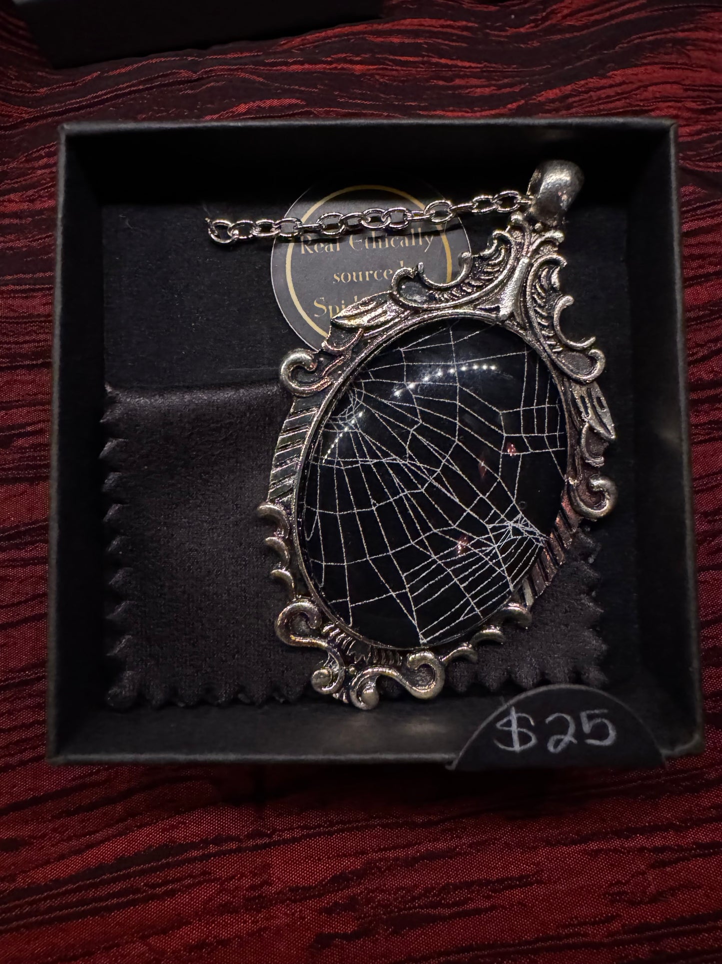 SpiderWeb: Large Silver Filigree Cabochon by HellKittenRVA