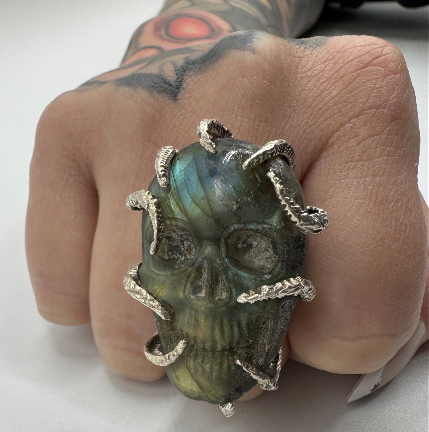 Labradorite Skull Ring by Blind Bella