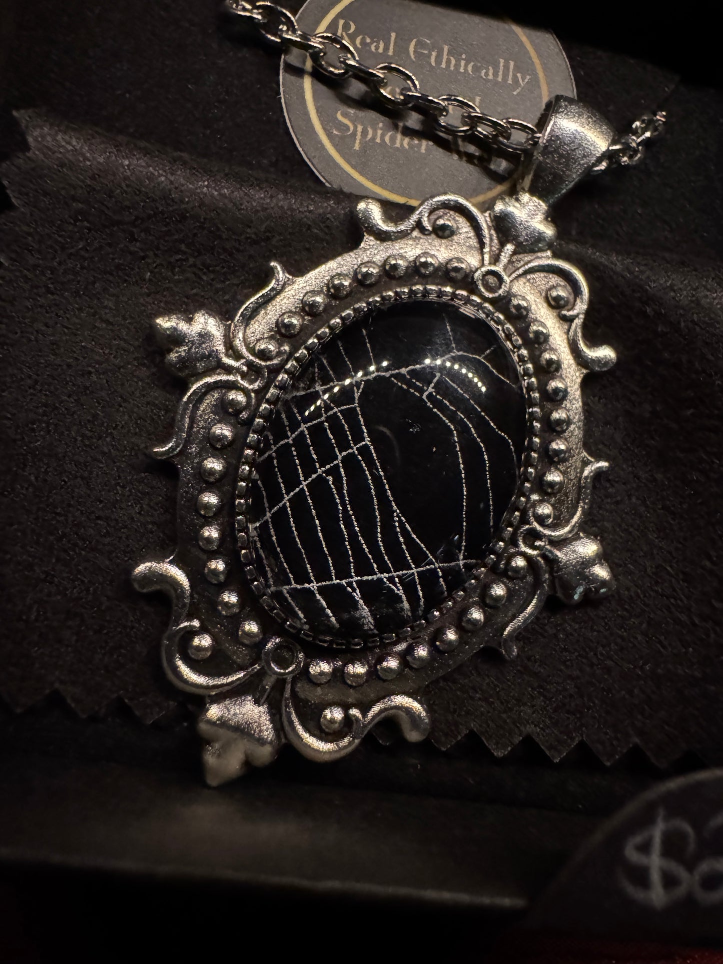 SpiderWeb: Small Silver Filigree Cabochon (style 2) by HellKittenRVA