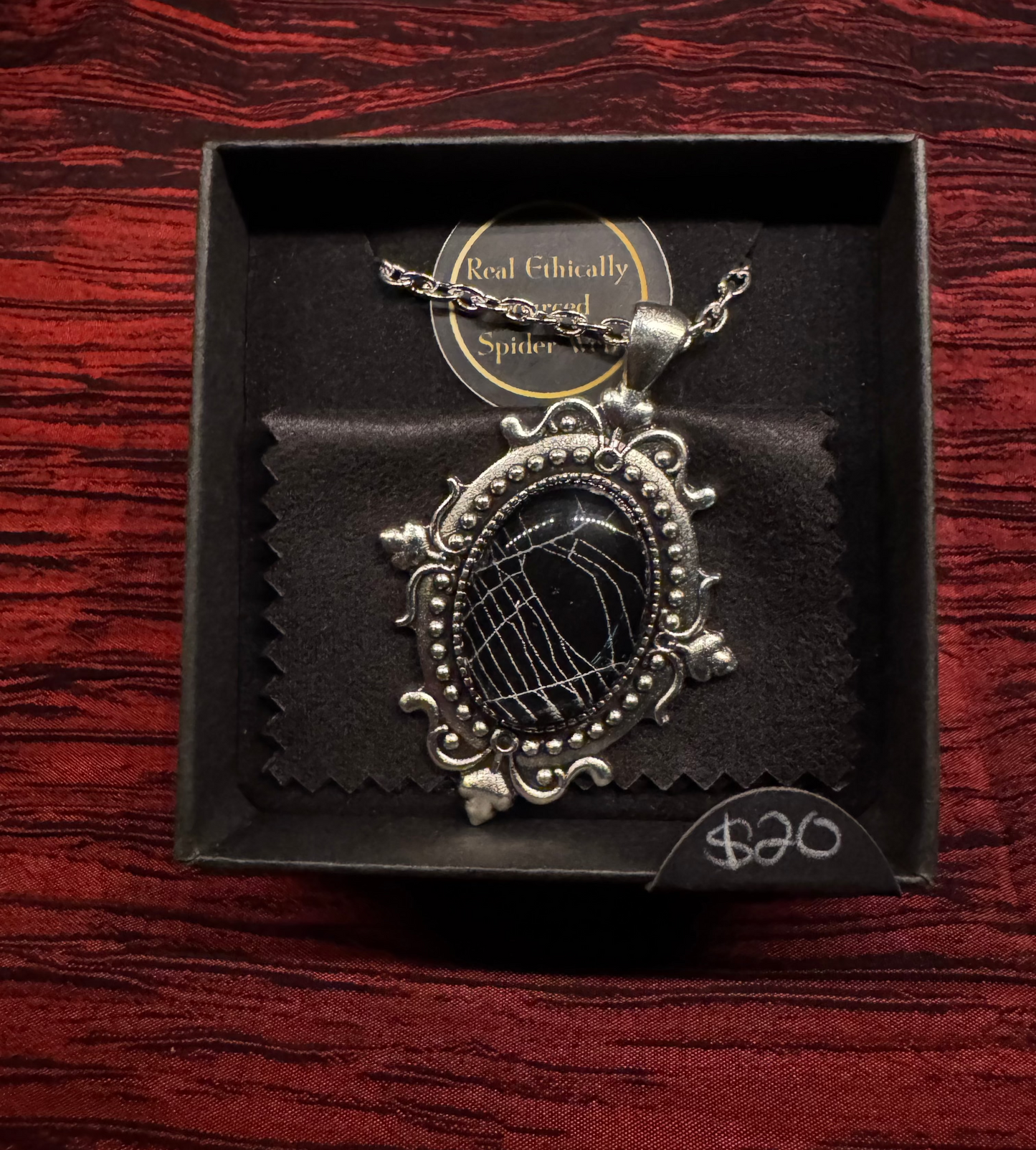SpiderWeb: Small Silver Filigree Cabochon (style 2) by HellKittenRVA