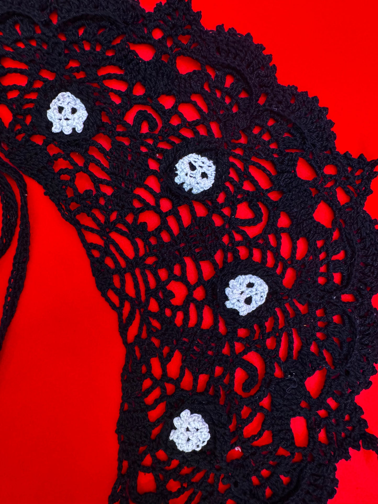 Spooky Soiree Headscarf with Skulls by SkywardShann Stitches