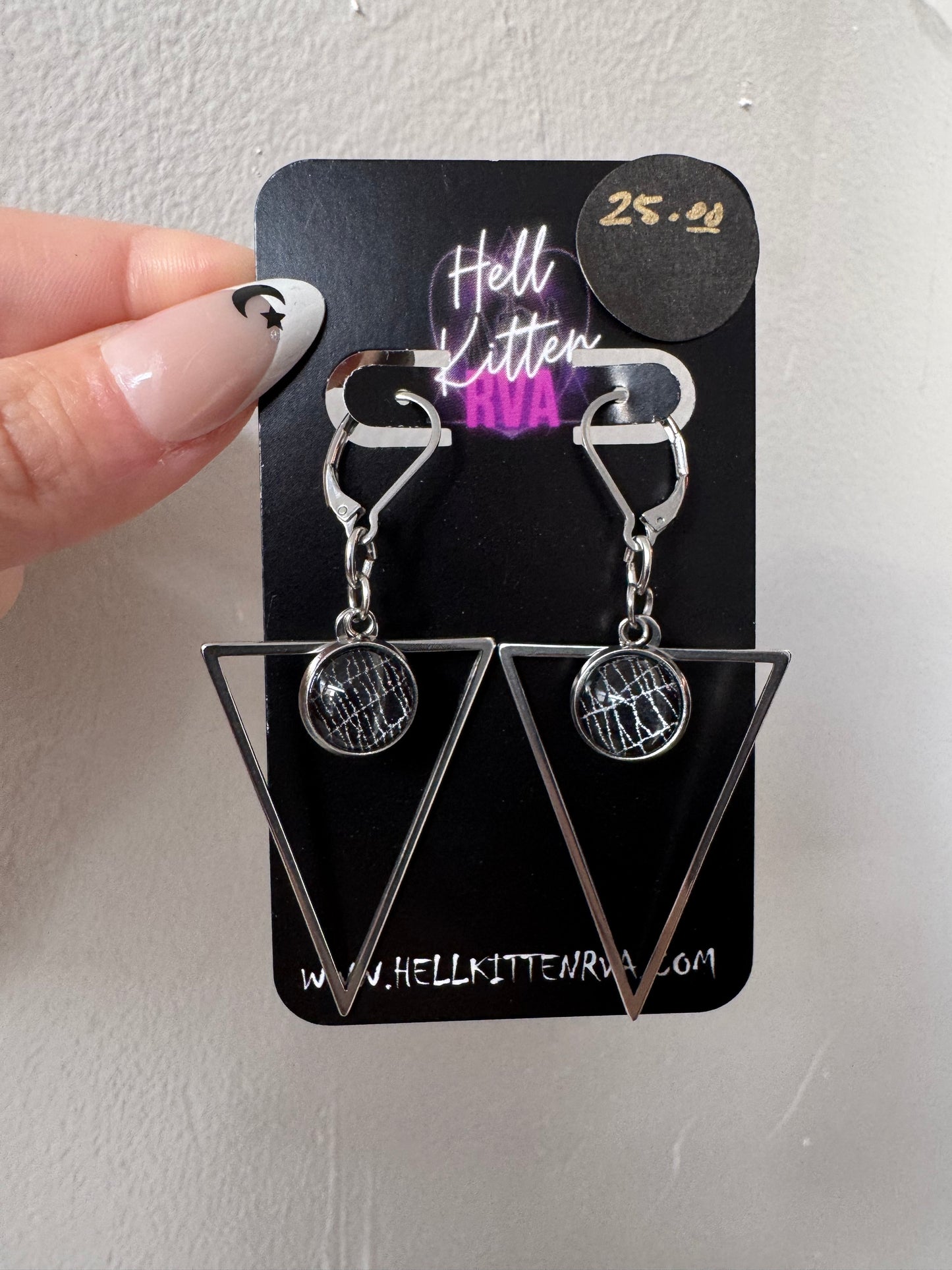 SpiderWeb: Earrings: Open Triangles (large) by HellKittenRVA
