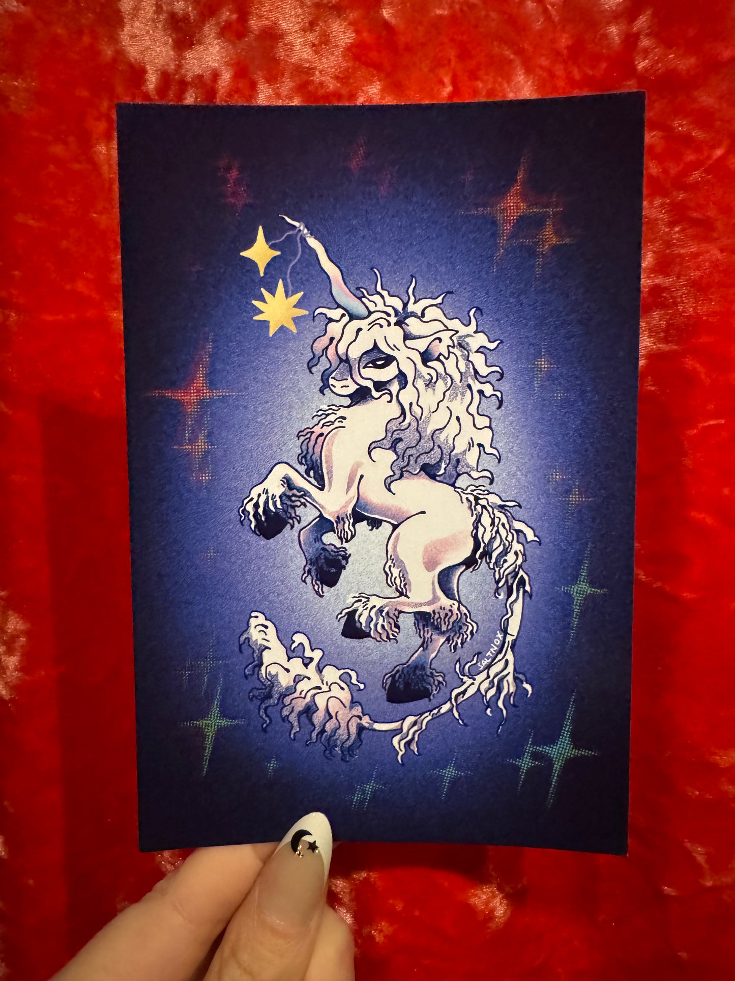 Unicorn postcard by Saltnox