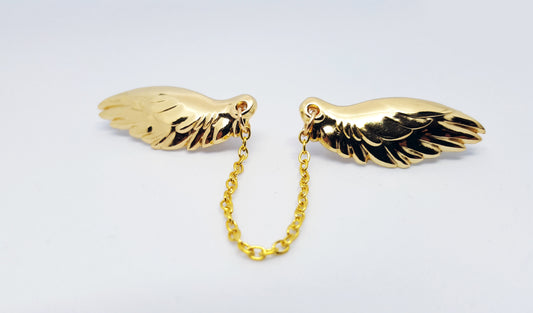 Angel Wing Chain Connected Pins (Gold) by Triclops Rabbit