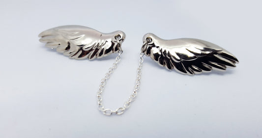 Angel Wing Chain Connected Pins (Silver) by Triclops Rabbit