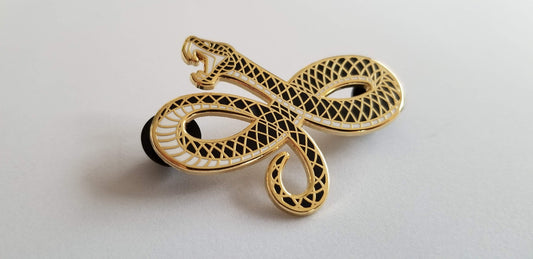 Black Gold Snake Enamel Pin by Triclops Rabbit