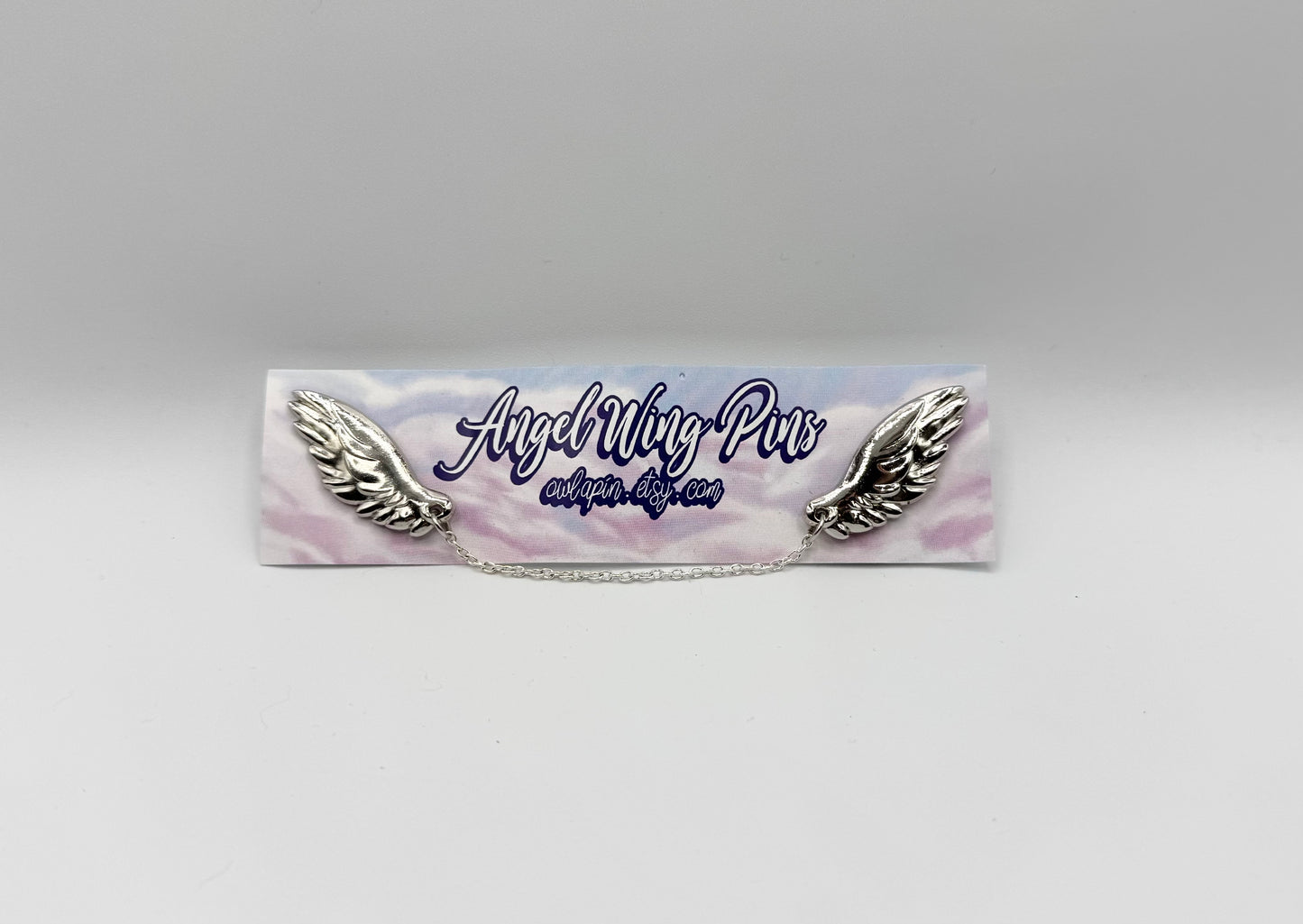 Angel Wing Chain Connected Pins (Silver) by Triclops Rabbit