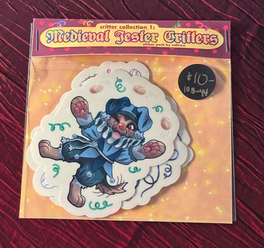 "Medieval Jester Critters" sticker pack by Saltnox