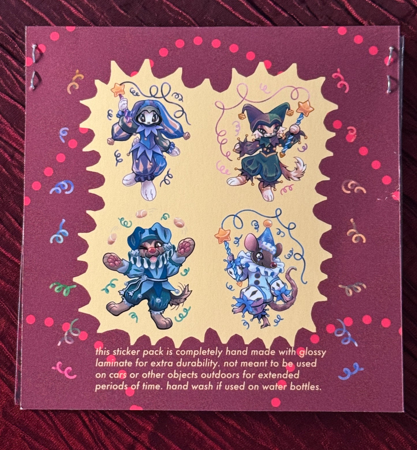 "Medieval Jester Critters" sticker pack by Saltnox