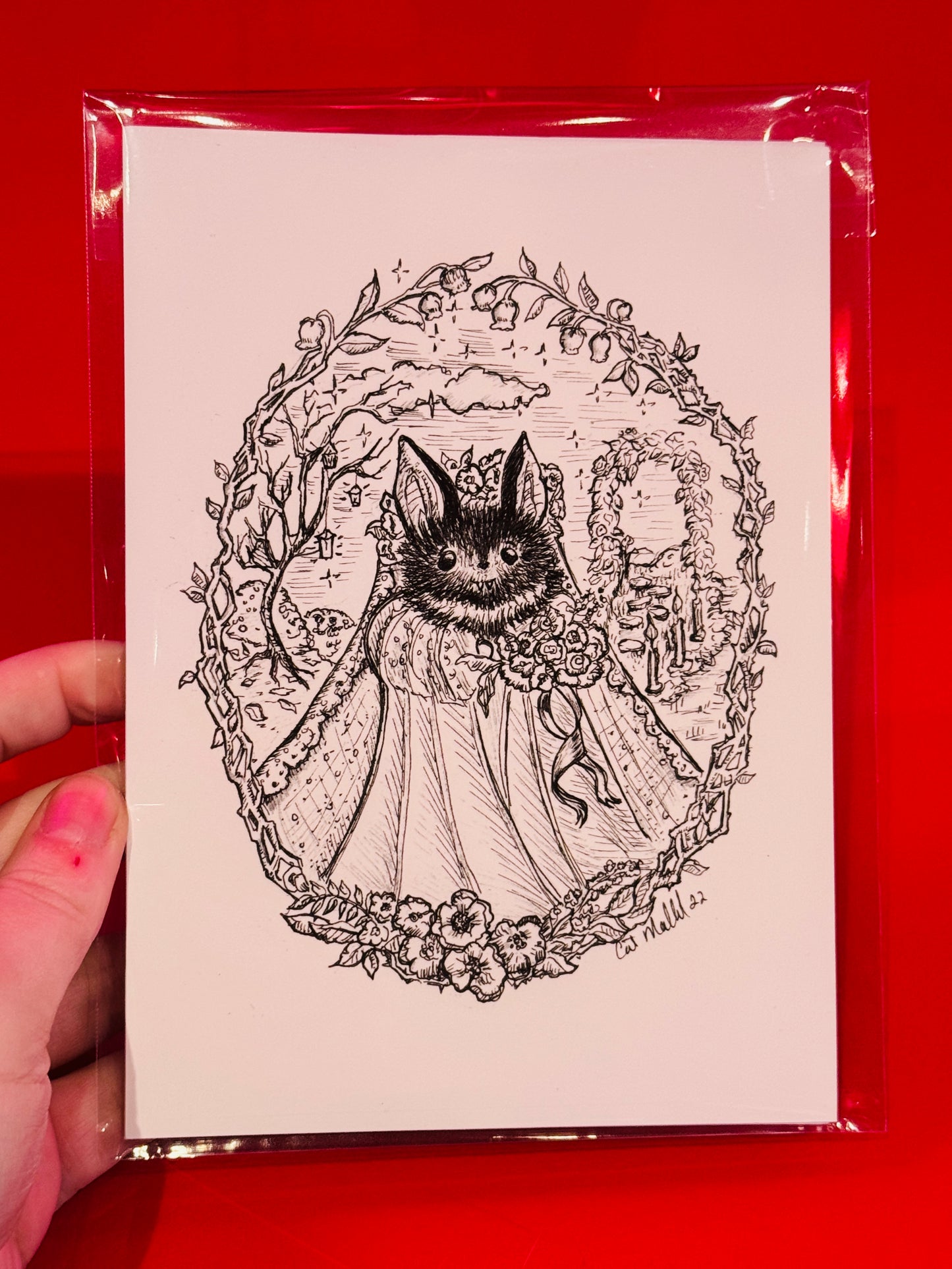 "Bat Bride" print by Cat Mallard Art