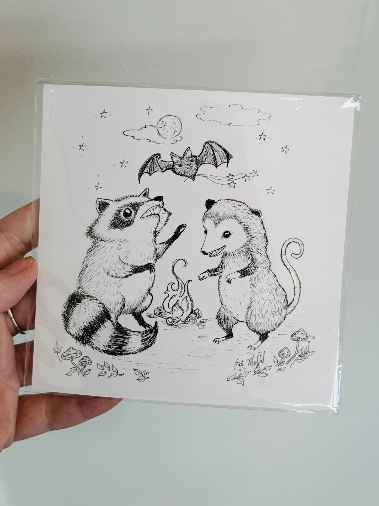 "Nocturnal Party" print by Cat Mallard Art