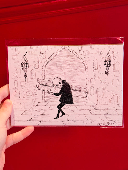 "Moving Day" Sneaky Nosferatu print by Cat Mallard Art
