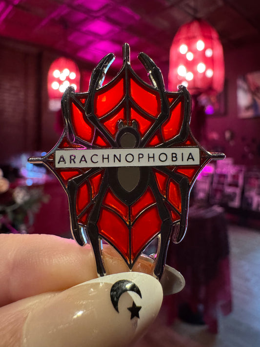 Arachnophobia Spider Enamel Pin by Triclops Rabbit