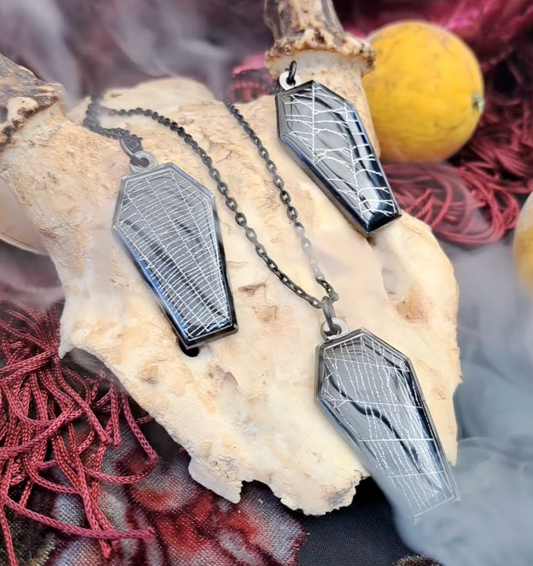 SpiderWeb: Coffin necklace (Black) by HellKittenRVA