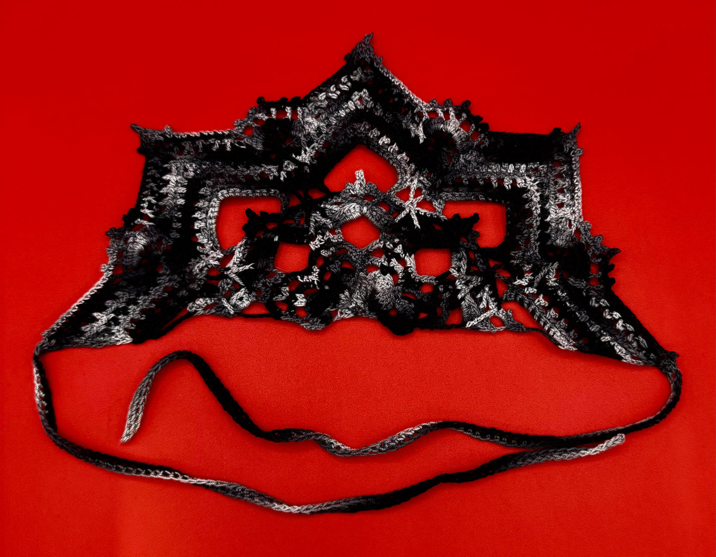 Black/ Grey Auryn Headscarf by SkywardShann Stitches