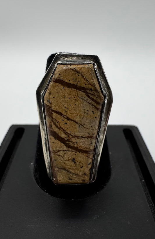 Sterling Silver Jasper Coffin Ring by Blind Bella