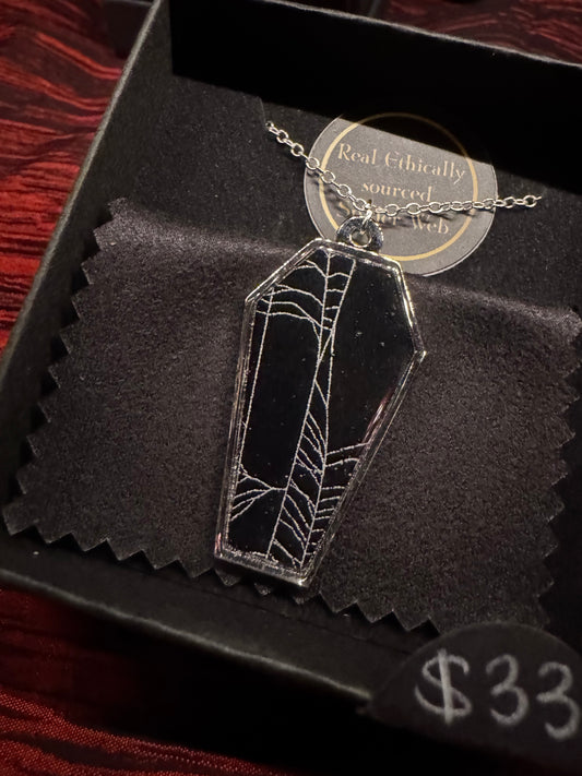 SpiderWeb: Coffin necklace by HellKittenRVA