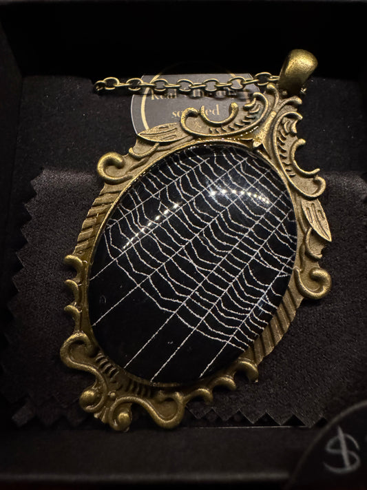 SpiderWeb: Large Antique Brass Filigree Cabochon by HellKittenRVA