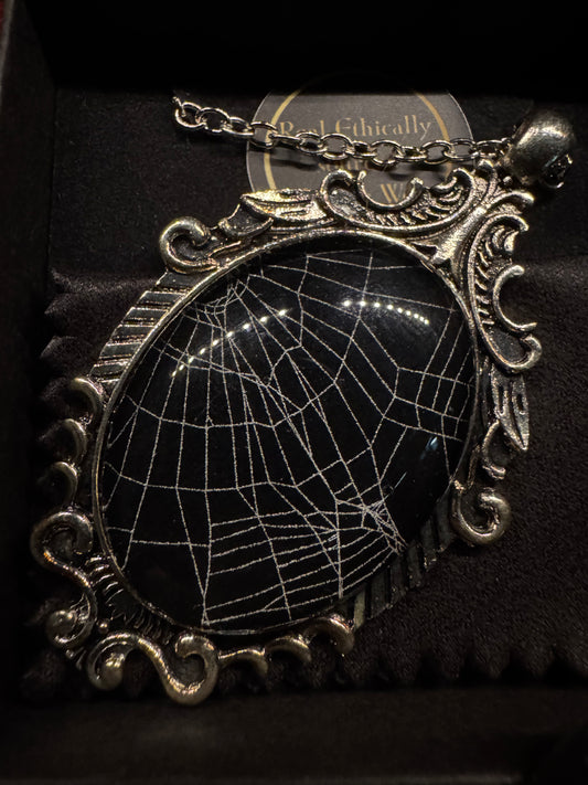 SpiderWeb: Large Silver Filigree Cabochon by HellKittenRVA