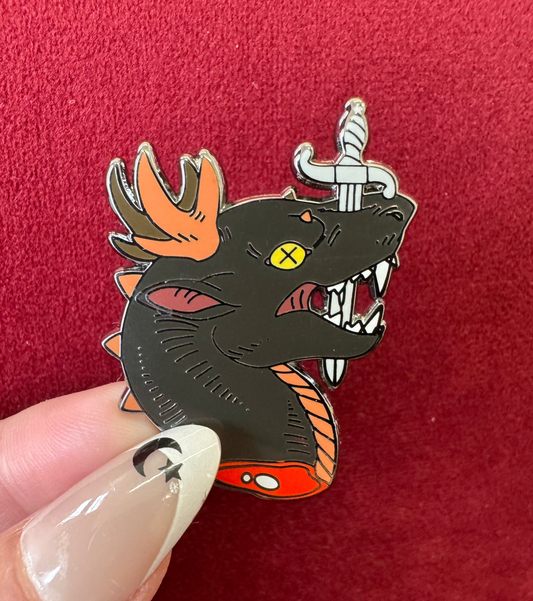 Slain Dragon Head Enamel Pin by Triclops Rabbit