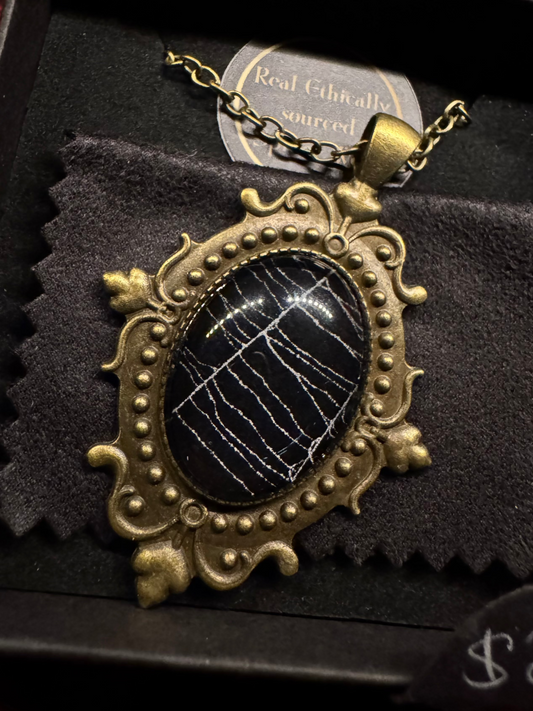 SpiderWeb: Small Antique Brass Filigree Cabochon (style 2) by HellKittenRVA