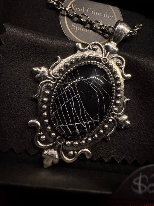 SpiderWeb: Small Silver Filigree Cabochon (style 2) by HellKittenRVA