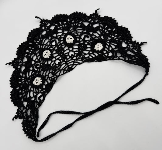 Spooky Soiree Headscarf with Skulls by SkywardShann Stitches