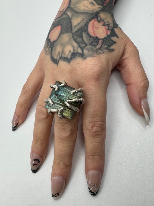 Square Labradorite Ring by Blind Bella
