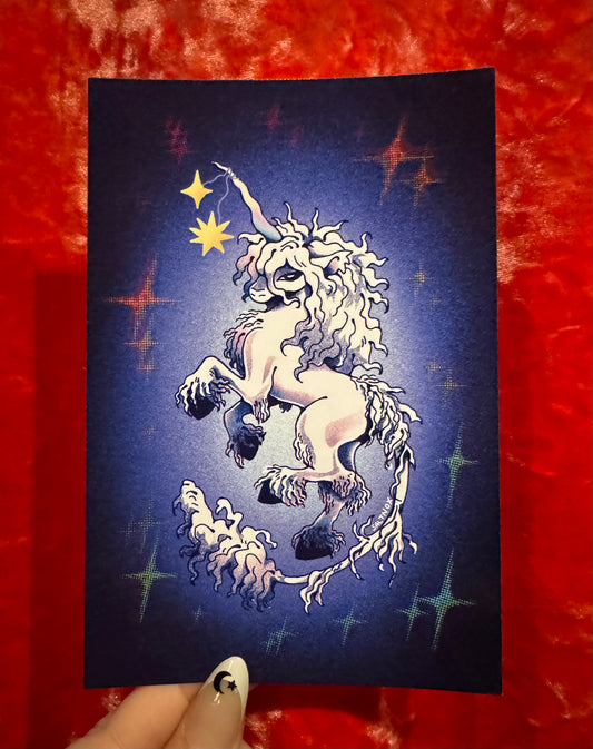 Unicorn postcard by Saltnox