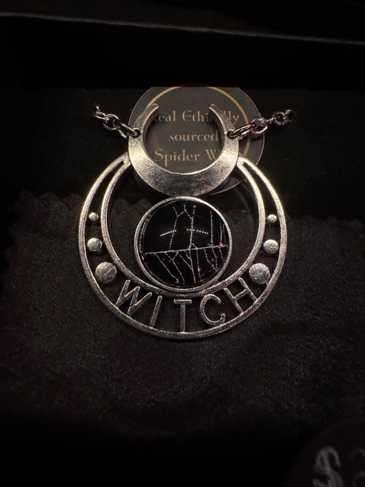 "Witch" Spider Web Pendant in Silver by HellKittenRVA